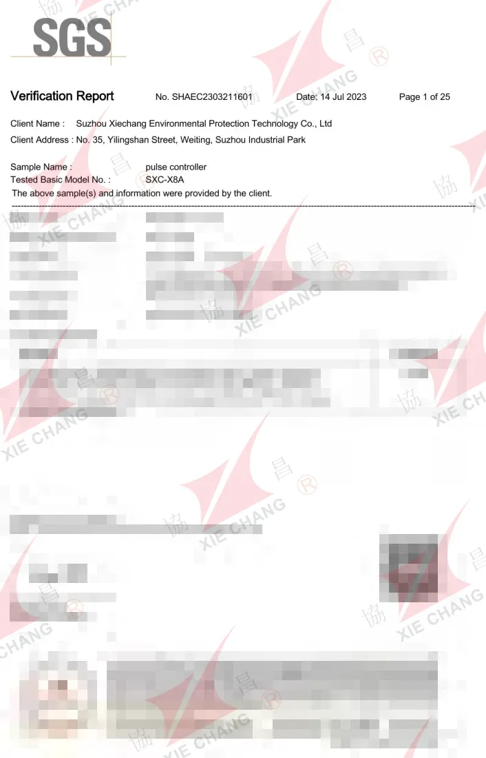 Informe de verificación RoHS de China — controlador de pulsos SXC-X8A