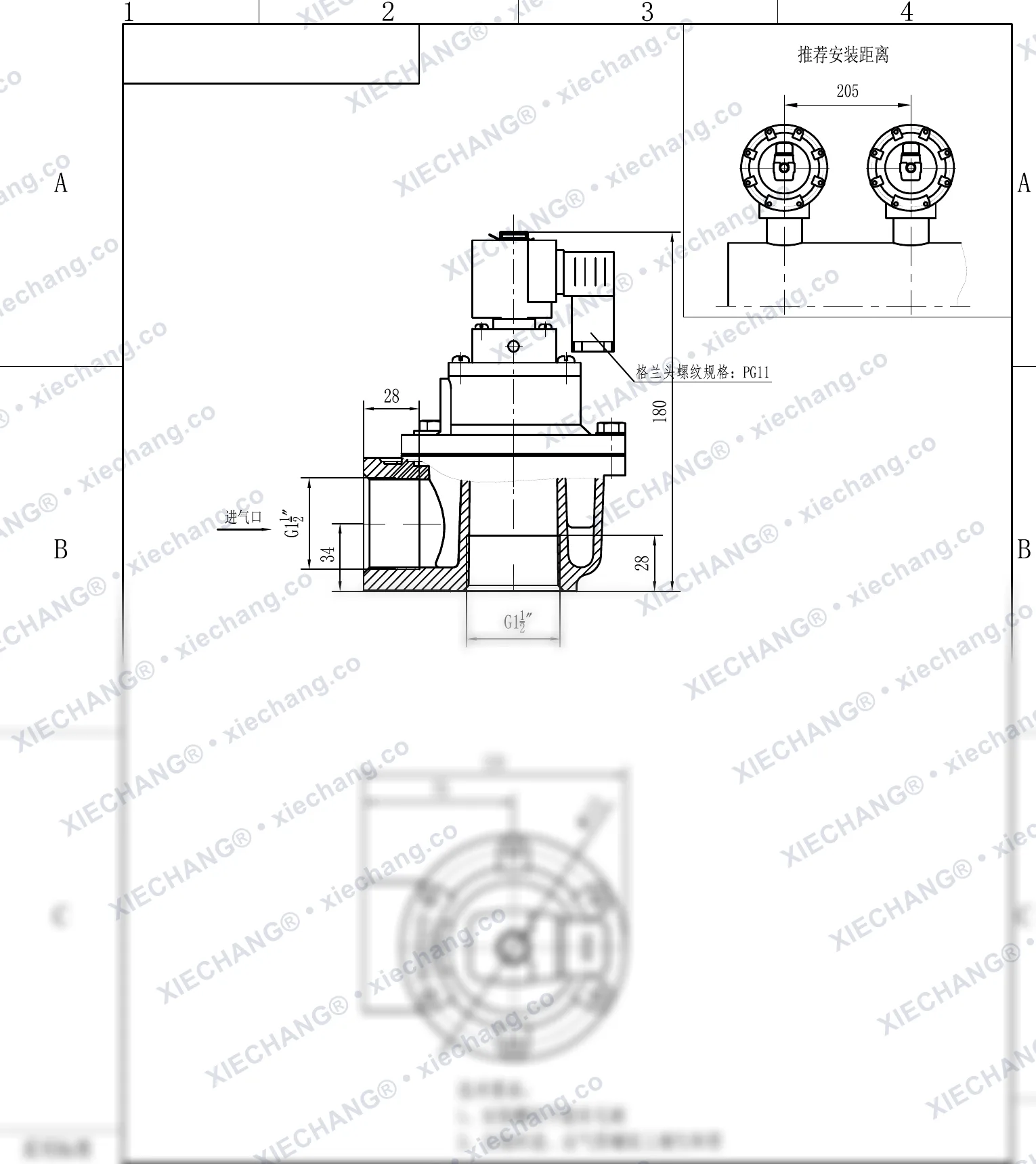 DCF-Z-40S · 1.5" · válvula de pulso en ángulo recto — Plano de instalación