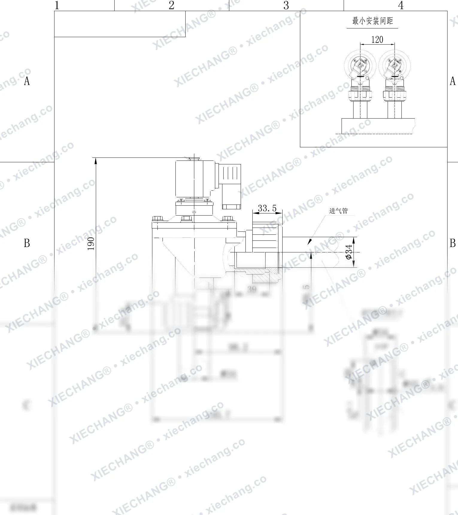 DCF-ZM-25-C · 1" · válvula de pulso con rosca macho — Plano de instalación