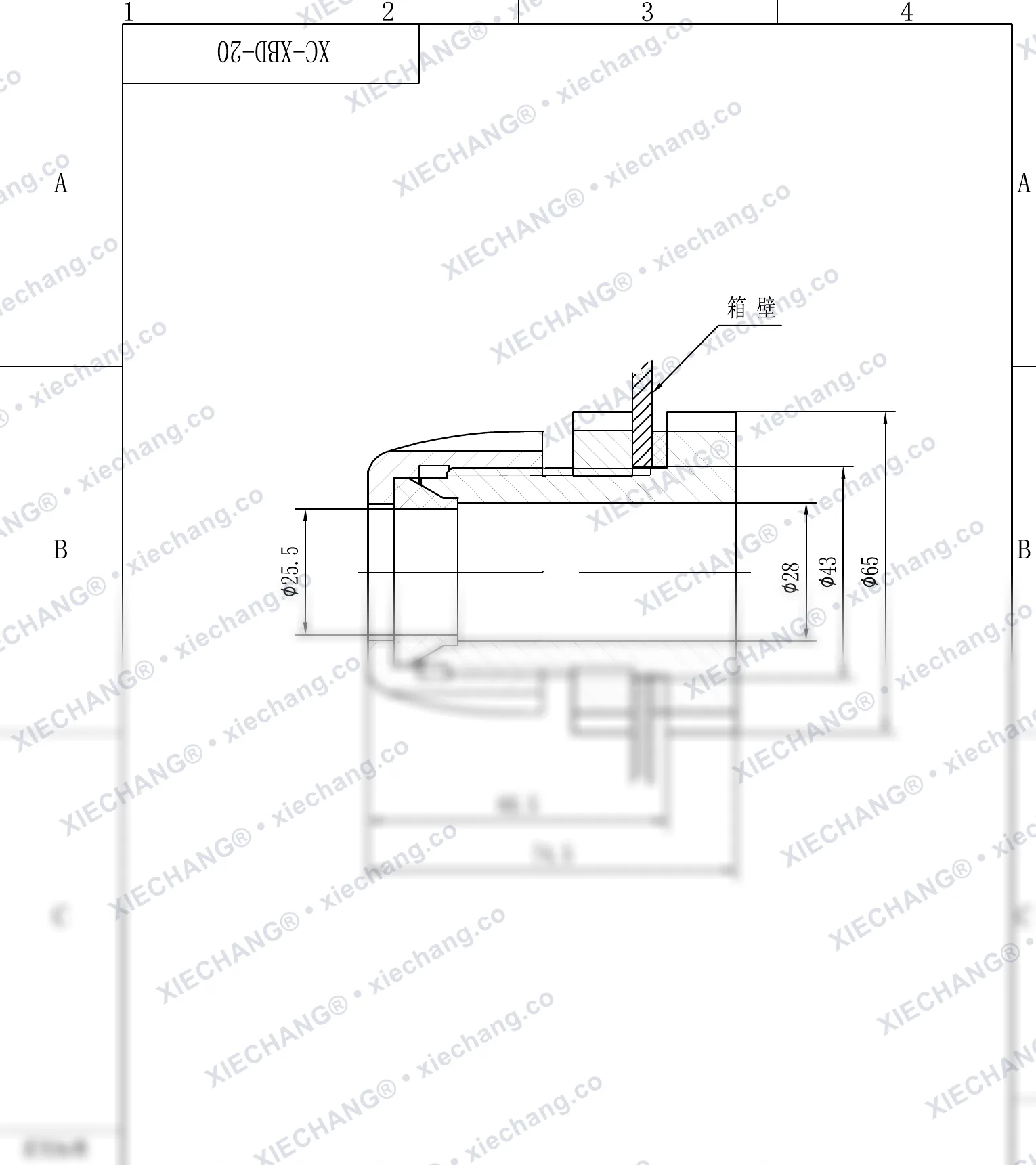 XC-XBD-20 · DN20 · conector pasamuro de una rosca — Plano de instalación
