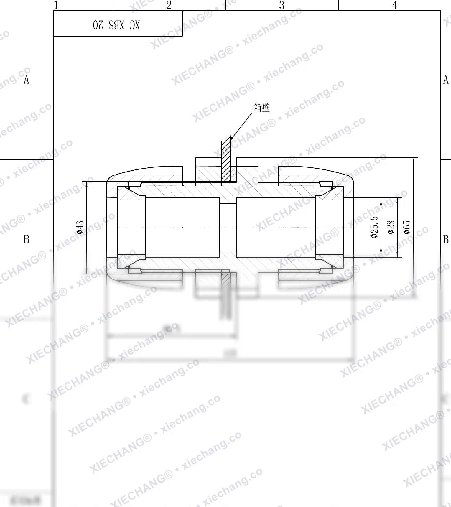 XC-XBS-20 · DN20 · conector pasamuro de doble rosca — Plano de instalación